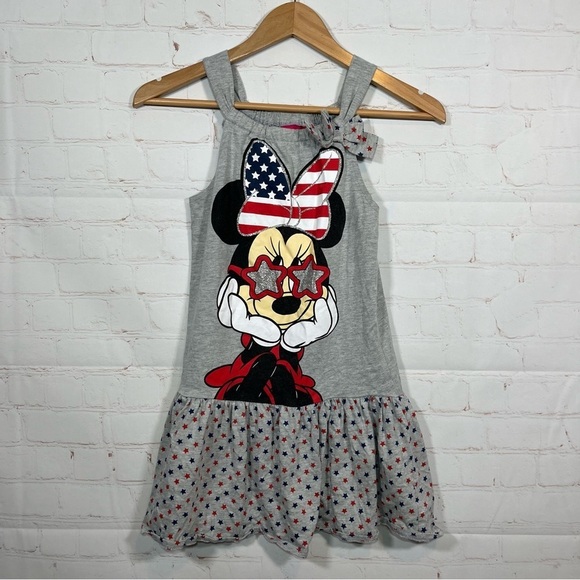 Disney Minnie Mouse Dress Girls L 10/12 Gray Stars Bling Sleeveless - Picture 1 of 9